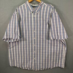 Eddie Bauer Mens 4XL Tall Shirt Plaid Button Down Short Sleeve Relaxed‎ Fit